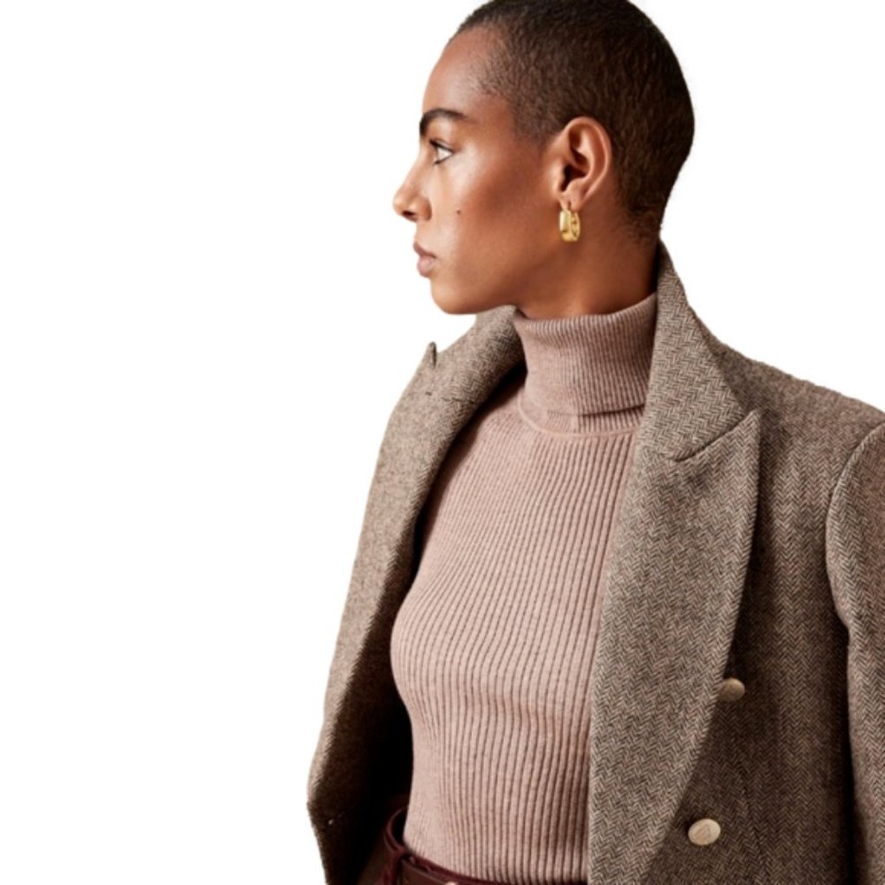 BANANA REPUBLIC Mitico Turtleneck Sweater in Heather Taupe, Size Large